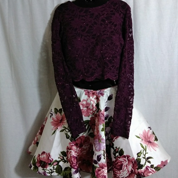 City Studio Dresses & Skirts - Lace Floral 2pc Skirt Set